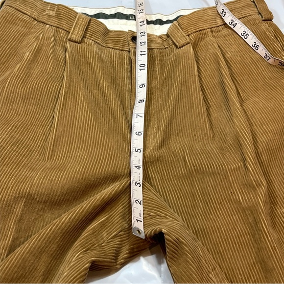 LL Bean corduroy Classic Fit BROWN Pleated brown Pants 502835 SIZE 34x34 Cotton - Picture 11 of 16